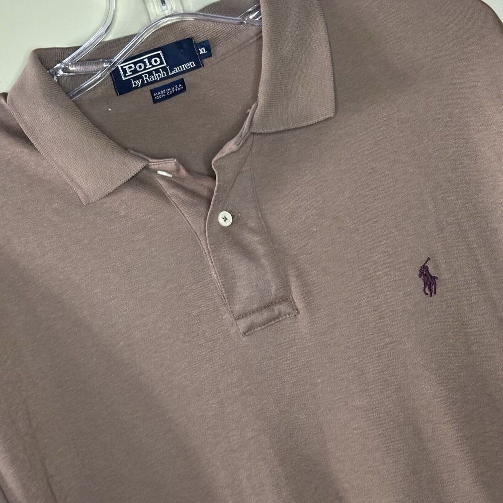 Poloā Ralph Lauren Classic Fit Men's XL Cotton Brown 2 Button Short Sleeve Logo